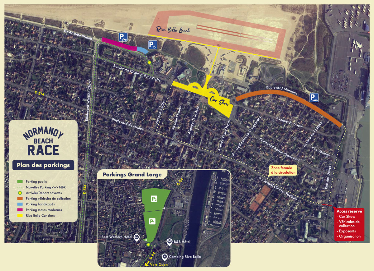 Plan du parking pour la Normandy Beach Race 2023